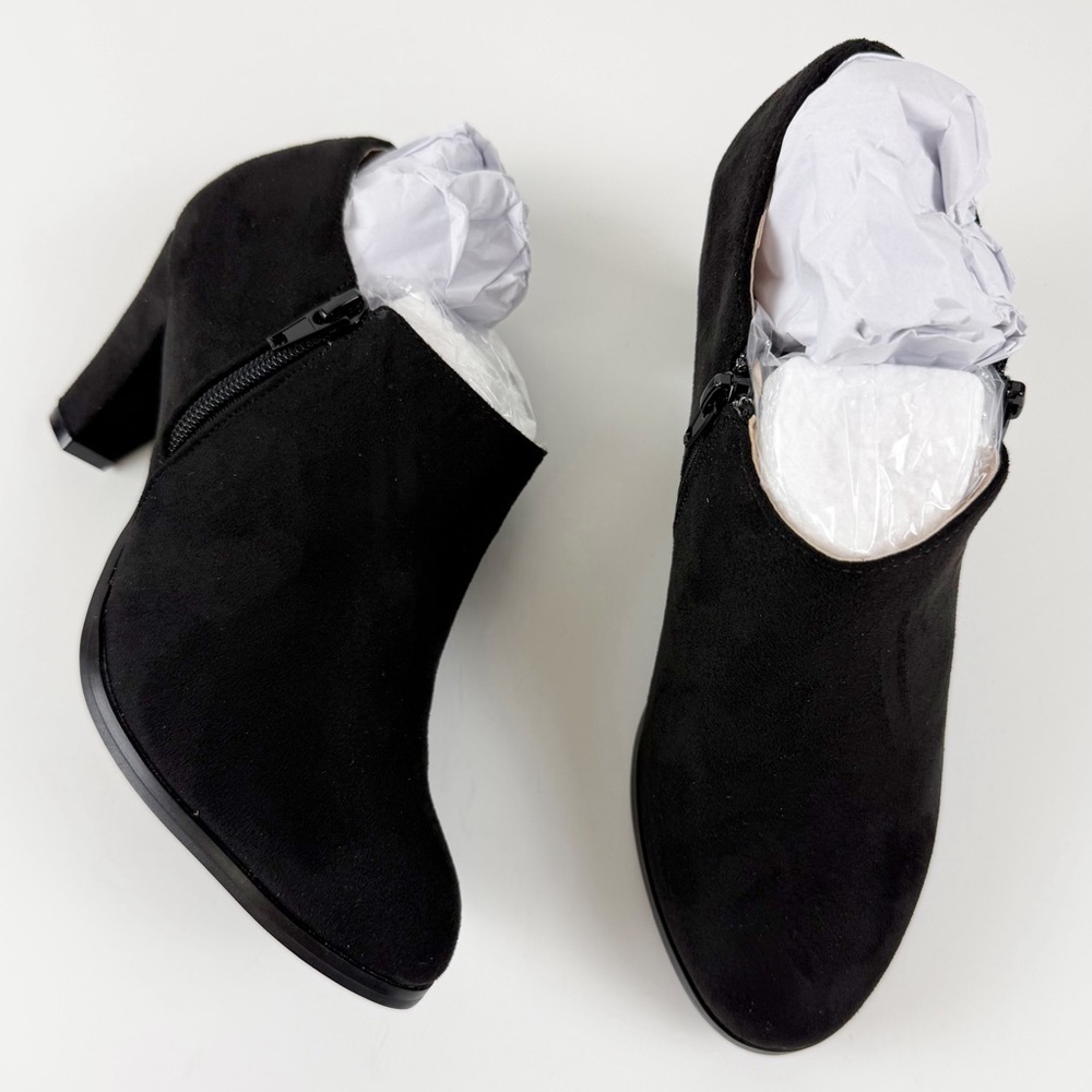 Journee Collection Sanzi Inside Zip Block Heel Shooties Womens 9WD Black NEW